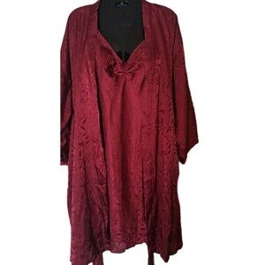 Sophia by Delicates Peignoir Slip Nightgown & Robe Set Sz Med/Large Red Wine New